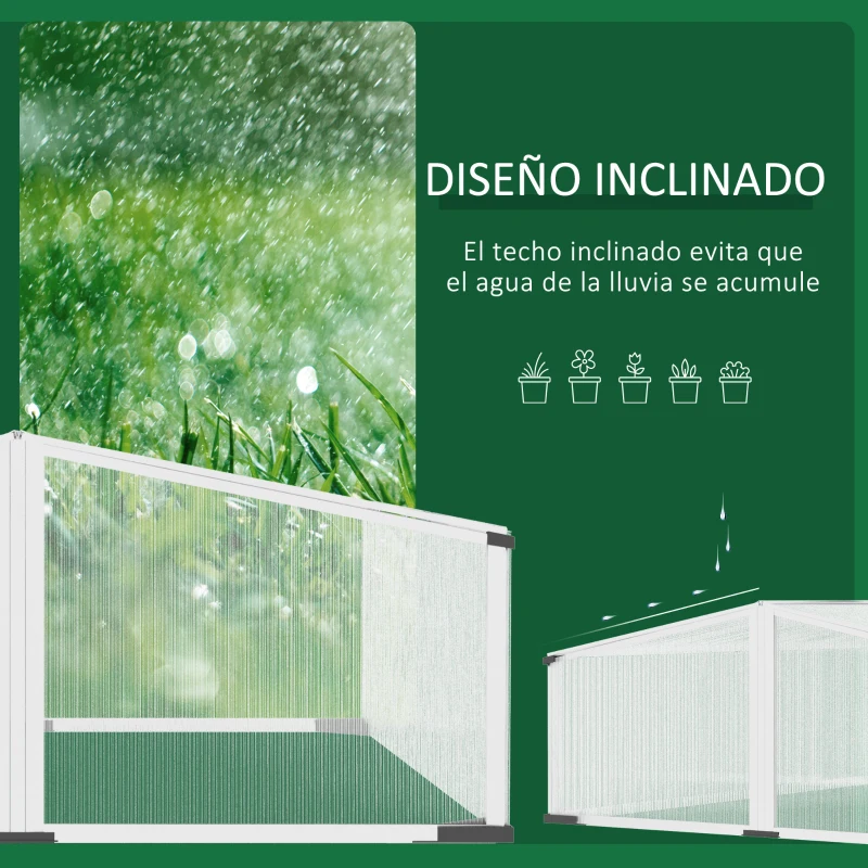 Outsunny Invernadero de Jardín 120x100x41 cm Policarbonato y Aluminio con 4 Techos Abatibles Vivero Casero para Cultivos Plantas Flores Transparente y Plata