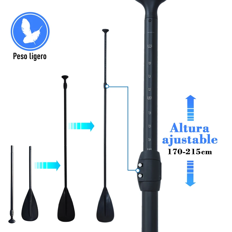 HOMCOM Tabla de Paddle Surf Hinchable con Remo Ajustable e Inflador Pádel Surf con 3 Aletas y Bolsa de Transporte 305x76x15cm