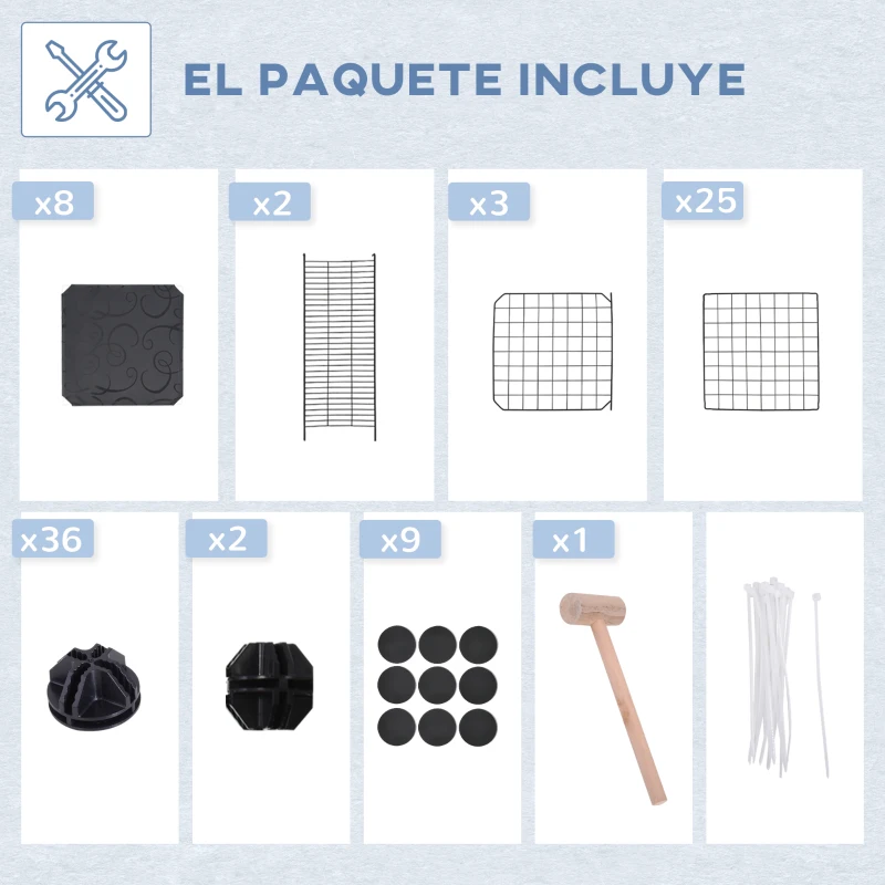 PawHut Jaula para Animales Pequeños de 3 Niveles con Rampas y Forma Personalizable para Cobayas Conejos 70x70x105 cm Negro