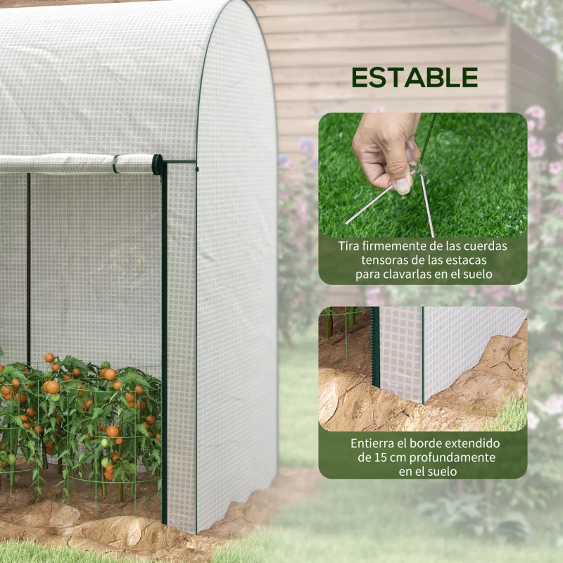 Outsunny Invernadero de Exterior con Doble Puerta con Cremallera y Cubierta de PE para Cultivar Plantas 200x100x178 cm Blanco