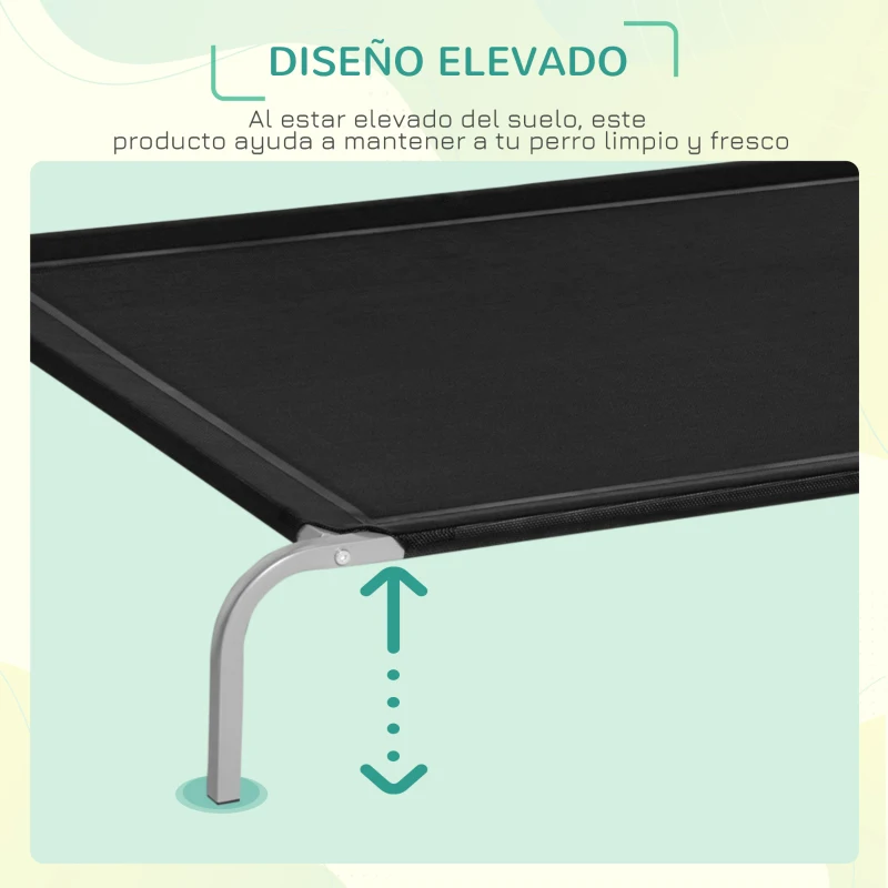 PawHut Cama para Perros Gatos Elevada Transpirable Cama para Mascotas con Marco de Acero para Dormir Relajar 130x90x20cm Negro