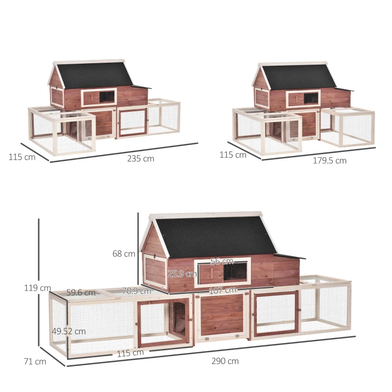 PawHut Pollaio Prefabbricato a Terra Gabbia per Galline Ovaiole con Recinto Mobile in Metallo Bianco 290x71x119cm