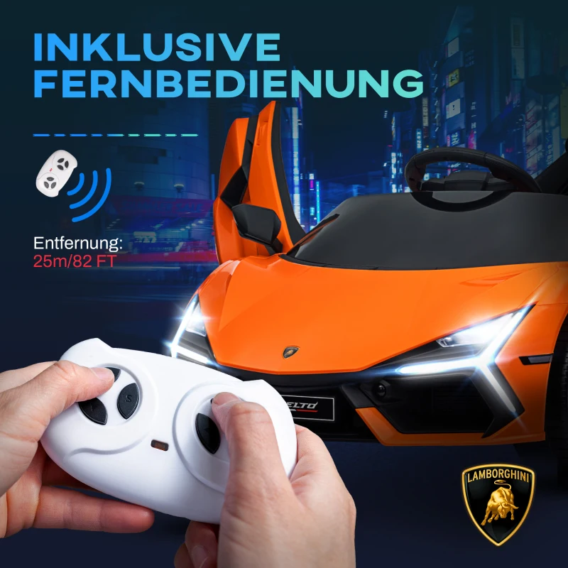 AIYAPLAY Elektroauto für Kinder von 3-5 Jahren, sanfter Antrieb, fernsteuerbar, mit Hupe, Kunststoff und Metall, Orange(m-8)