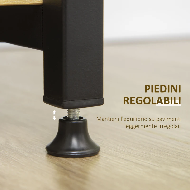 HOMCOM Appendiabiti in Stile Industriale con 2 Cassetti e 4 Ripiani Aperti in Dotazione, in Acciaio e Truciolato, 130x40x180cm, Color Legno e Nero