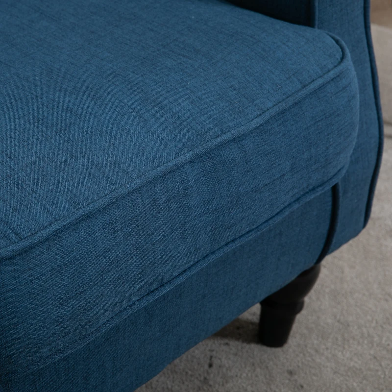 HOMCOM Eleganter Ohrensessel, dick gepolstert, abnehmbarer Bezug, 74 x 86 x 102 cm, Blau(m-9)