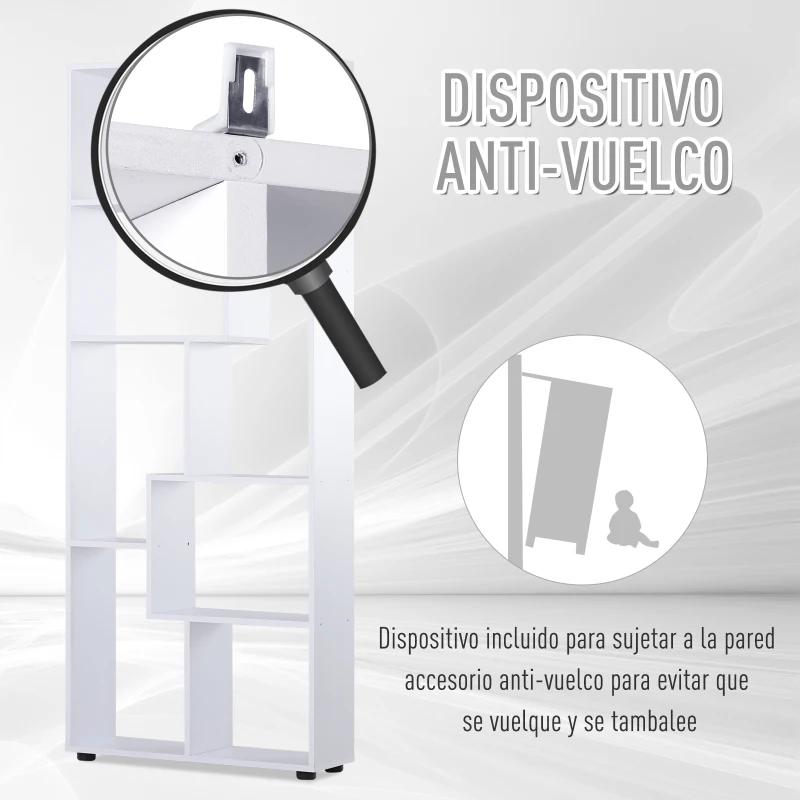 HOMCOM Estantería Moderna Vertical Diseño de Librería con 8 Estantes E1 Tablero de Partículas 70x24x178cm Blanco