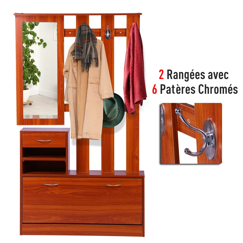 Homcom Ensemble Meubles d'Entrée en Bois Marron 90 x 22 x 116 cm