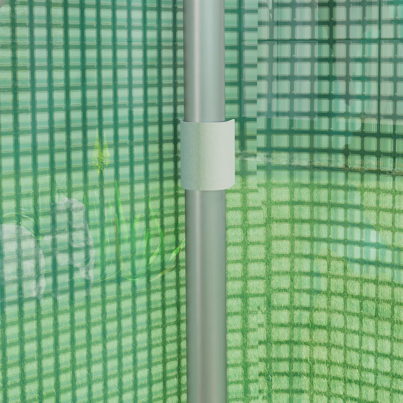 Outsunny Invernadero de Túnel 4x3x2 m con 2 Ventanas Cubierta de PE Anti-UV y 1 Puerta Enrollable con Cremallera Verde(m-9)
