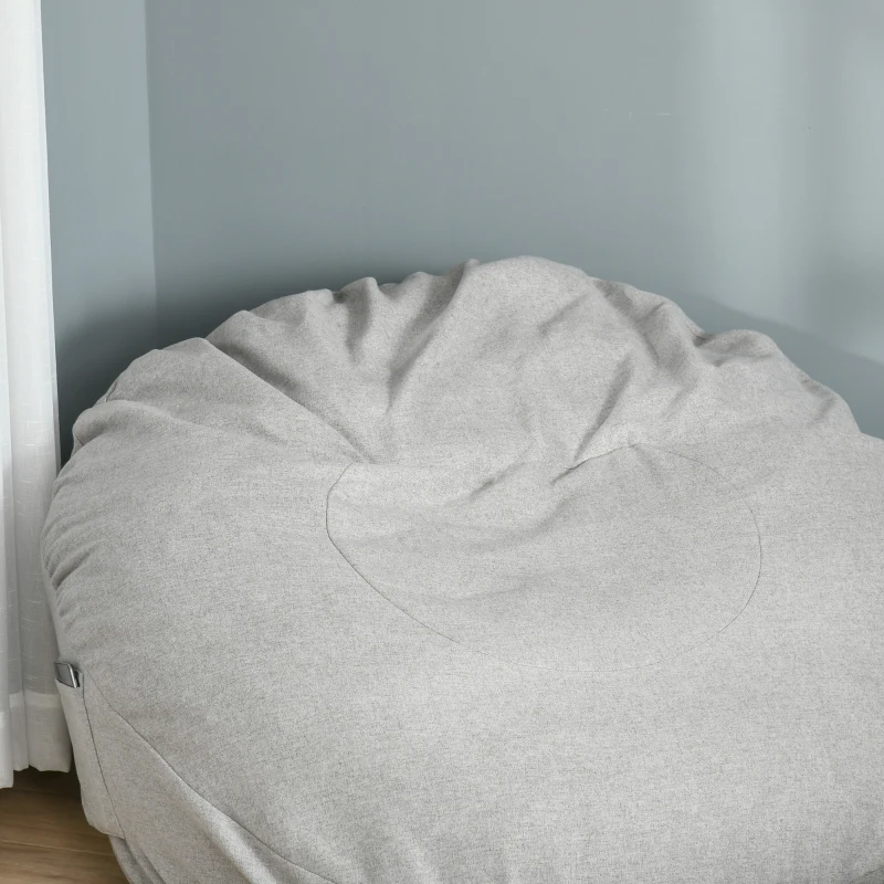 HOMCOM Sitzsack Sitzkissen gepolstert Polyester Schaumstoff Hellgrau