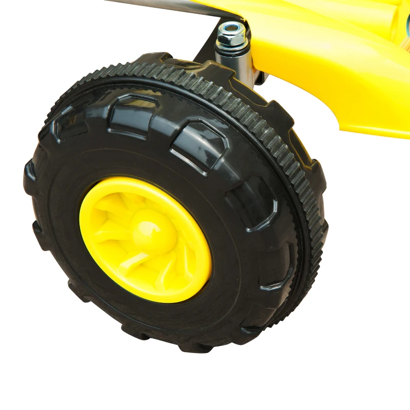 HOMCOM Go Kart Coche de Pedales Deportivo de Acero con Frenos para Niños de 3-5 Años 88x51x48cm Color Negro y Amarillo