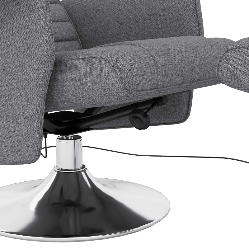 HOMCOM Massagesessel mit Hocker, neigbare Lehne, 78 x 95 x 88 cm, Dunkelgrau(m-9)