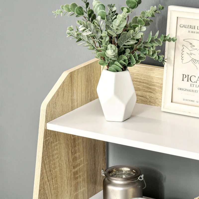 HOMCOM Estantería Infantil con 2 Puertas y 3 Estantes Abiertos Aparador Auxiliar de Cocina Moderno 58x30x93 cm Natural