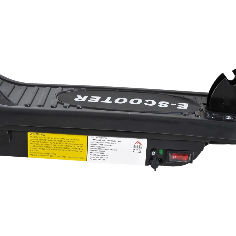 HOMCOM Monopattino Elettrico per Bambini Pieghevole da 120W, Velocità Max 12km/h e Portata 50kg, 74x36x82.5-92.5 cm, Nero