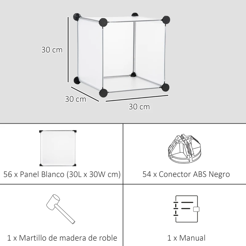 HOMCOM Armario Modular de Plástico Zapatero Organizador con 16 Cubos para Entrada Pasillo Dormitorio 125x32x125 cm Transparente