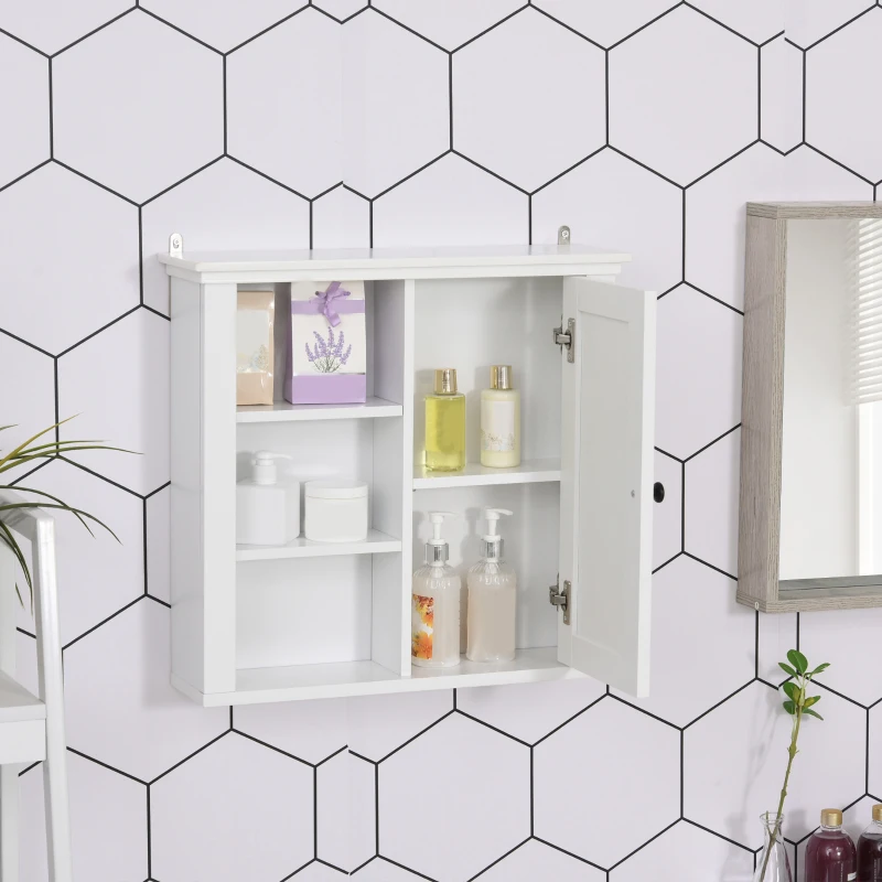 HOMCOM Badschrank Küchenschrank Hängeschrank Badezimmerschrank Badregal Wandschrank vestellbarer Einlegeboden 3 x Fach Holz Weiß 53 x 14,5 x 50,5 cm