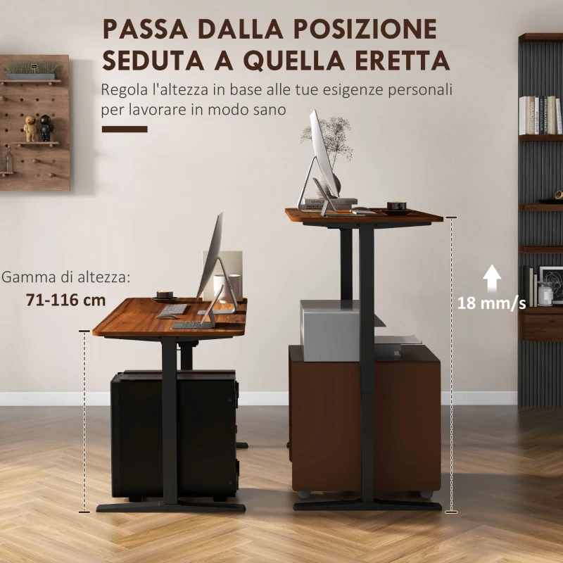 Vinsetto Struttura Scrivania Elettrica Regolabile in Altezza con Modalità Defaticante, 110x60x71-116 cm, Nero