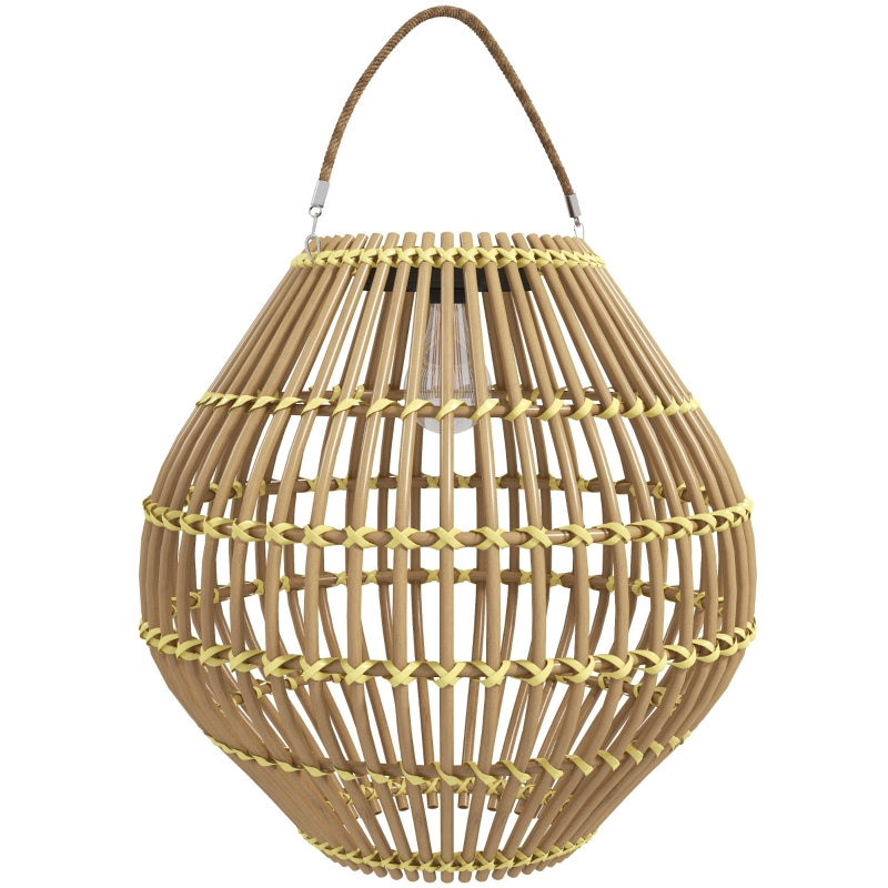 Outsunny Gartenleuchte Solarleuchte Garten-Solarleuchte, PE-Rattan, Boho-Design, 31 cm x 31 cm x 32 cm, Gelb