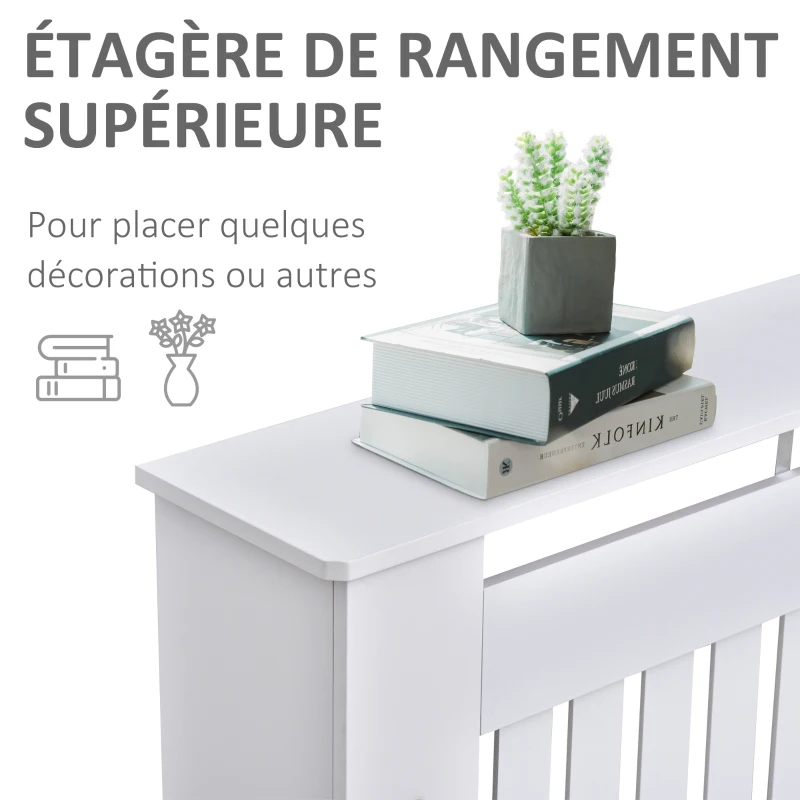 HOMCOM Cache-radiateur couverture radiateur Design couverture radiateur Panneau Cabinet 112L x 19l x 81H cm MDF Blanc