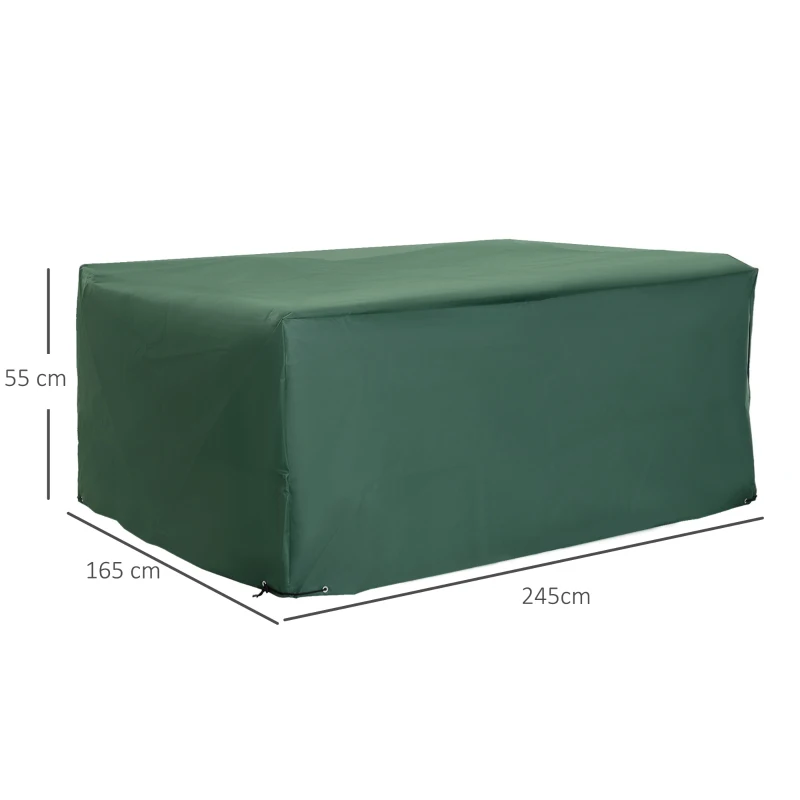Outsunny Outdoor Garden Furniture Cover Waterproof, Anti-UV 600D Heavy Duty Oxford Fabric Patio Furniture Cover for Rectangular Sofa Table Set, Green, 245 x 165 x 55 cm