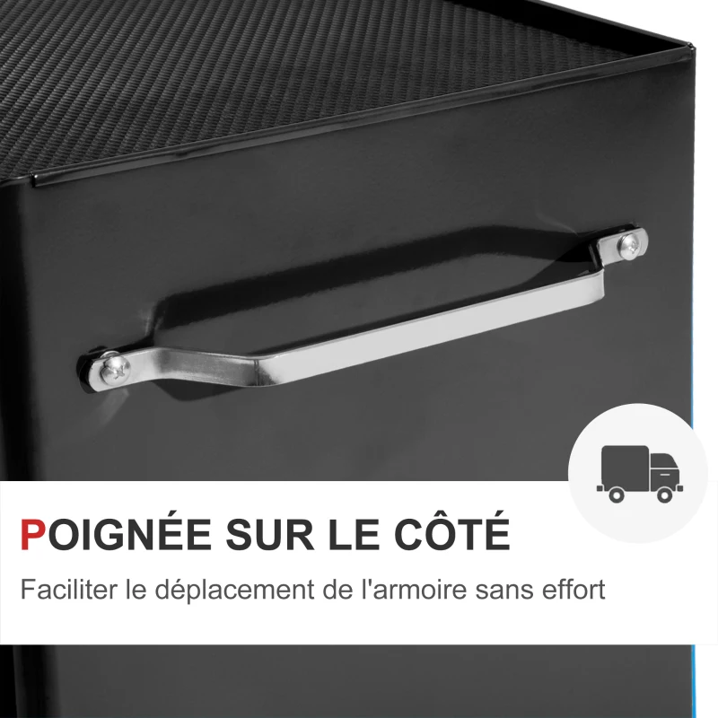 HOMCOM Chariot à outils sur roulettes en acier avec 5 tiroirs verrouillable 2 clés tapis antidérapant 61,5 x 33 x 82,5 cm noir