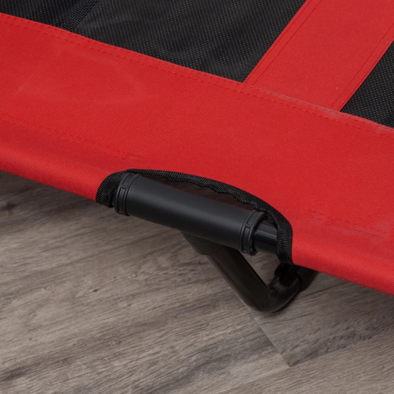 PawHut Hundebett, faltbar, Outdoor-Hundebett, erhöhter Stand, 122 cm x 92 cm x 23 cm, Rot + Schwarz