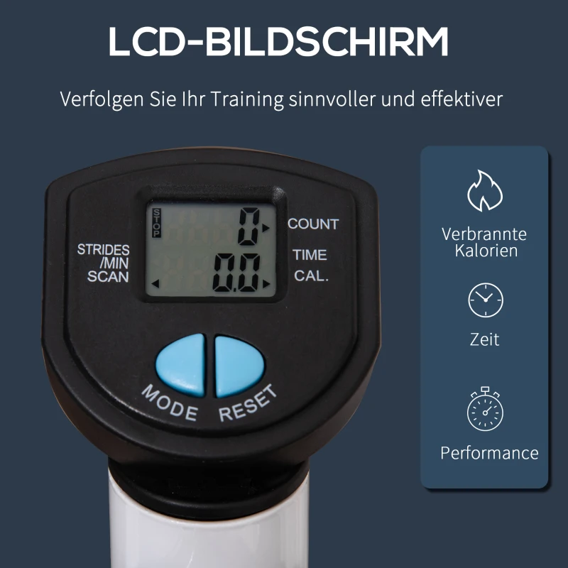 HOMCOM Stepper Fitnessgerät, LCD-Monitor, rutschfeste Pedale, Stahl und ABS, 55x44x108 cm, bis 100 kg