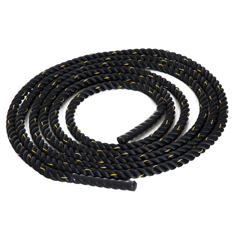HOMCOM Cuerda de Batalla Ø38 mm Longitud 9 m Battle Rope Formación Battling Power Cuerda Ejercicio Fitness Deporte Poliéster Ultra Resistente Negro