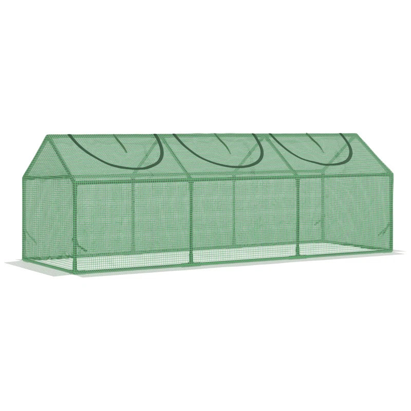 Outsunny Mini Serra da Giardino con 3 Finestre Avvolgibili e Copertura PE Anti-UV, 180x60x60cm, Verde