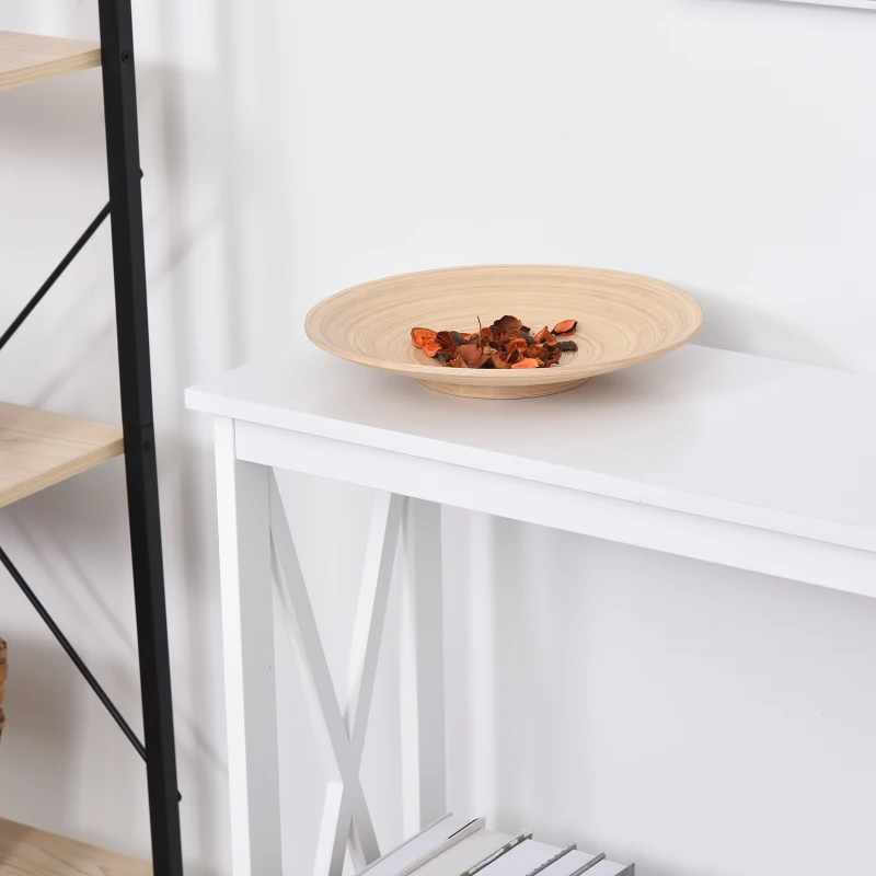 HOMCOM Table de console table d'entrée style table de drapier néo-rétro étagère dim. 100L x 30l x 80,5H cm MDF blanc