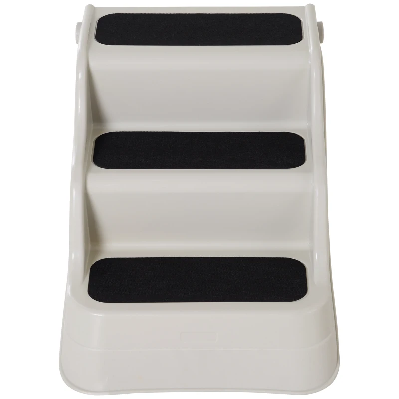 PawHut Escalier pour chien animaux pliable 3 marches antidérapant pliable portable charge max. 15 Kg 49L x 39l x 39H cm plastique crème