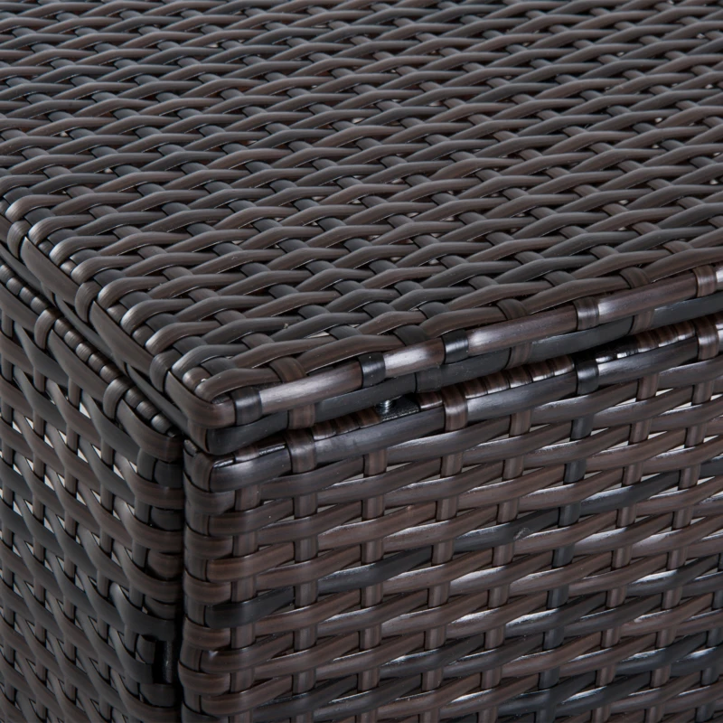 Outsunny Poly Rattan Hocker mit Kissen Gartenhocker Sitzhocker Fußhocker Rattanhocker Balkon Sitzhocker Gartenmöbel Braun+Cremeweiß 50 x 50 x 35 cm