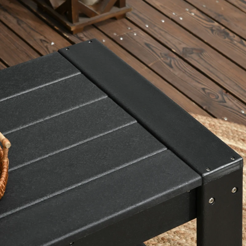 Outsunny Beistelltisch, Gartentisch, rechteckig, Industrial Design, markante Holzoptik, schwarz, 95 x 42 x 40 cm