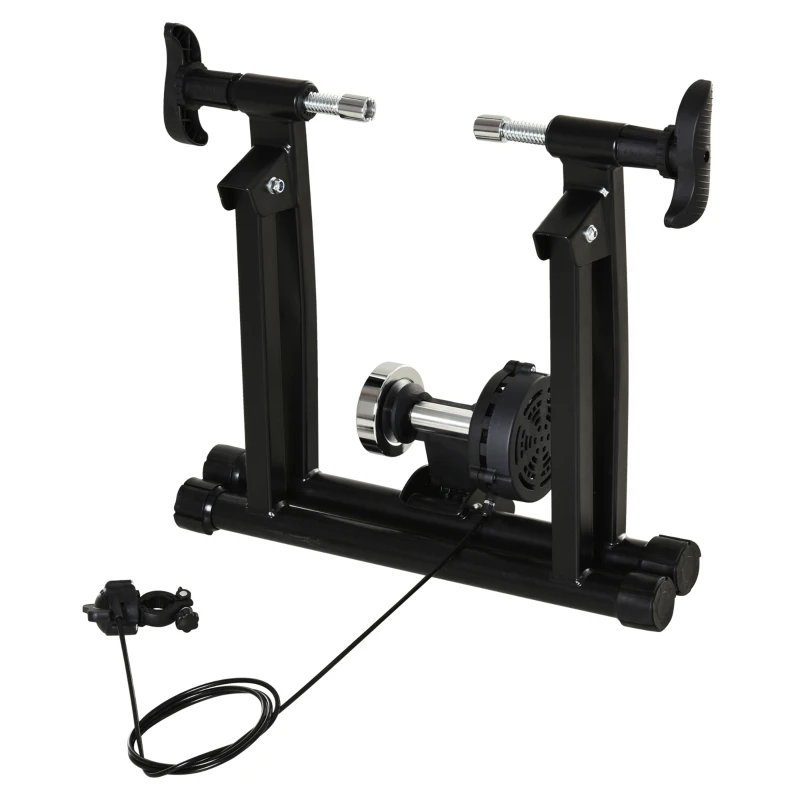 HOMCOM Rodillo de Bicicleta Plegable con Resistencia Magnética Ajustable para Ruedas de 26-28'' de interior 68x62,5x49 cm Negro