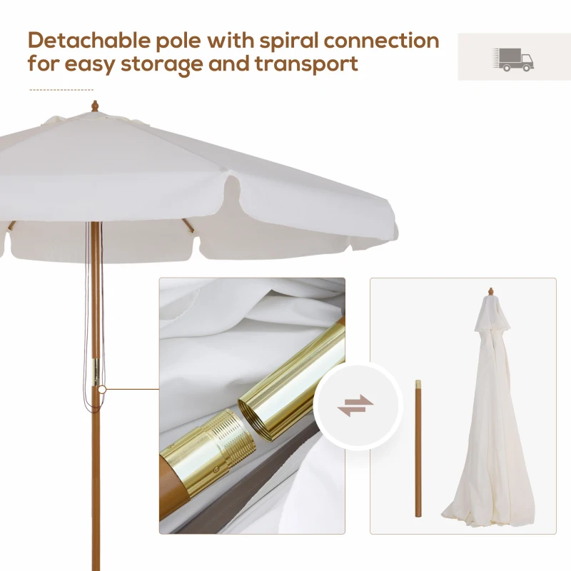 Outsunny 3.3m Elegant Wooden Parasol - Cream