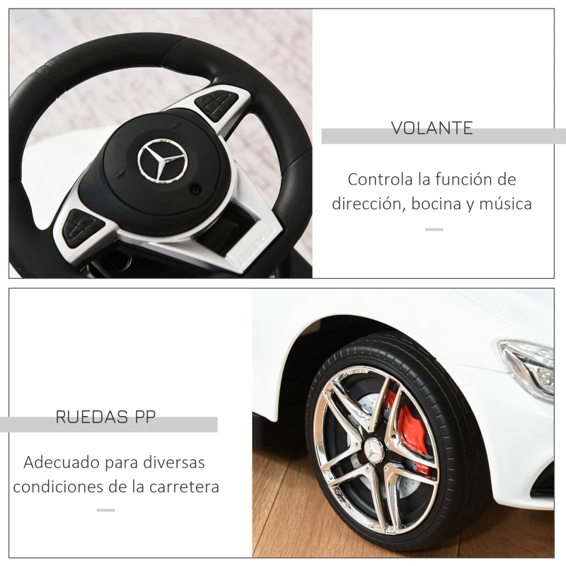 HOMCOM Correpasillo para Niños Mayores de 1 Año Cochecito Automóvil Diseño 3 en 1 Empujador Andador Función de Bocina con Capota Reposapiés Portavasos 84x40x83 cm Blanco