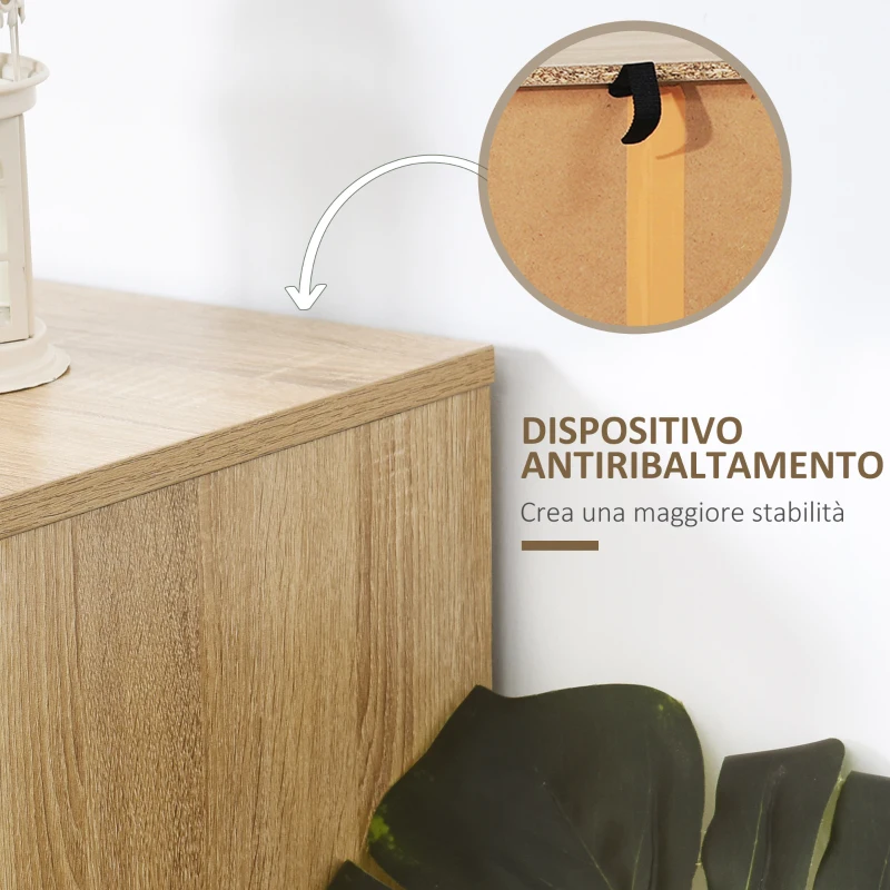HOMCOM Cassettiera Camera da Letto con 6 Cassetti Motivo a Onde Stile Vintage, Mobile con Cassetti Design Scandinavo Combinazione di MDF e di Pannello Truciolare 120x39.5x71cm