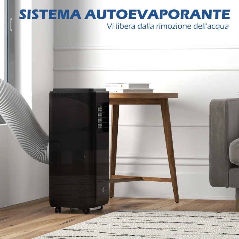 HOMCOM Condizionatore Portatile 950W con 5 Modalità e 3 Velocità, in Plastica ABS e Acciaio, 33x28x70.4 cm, Nero