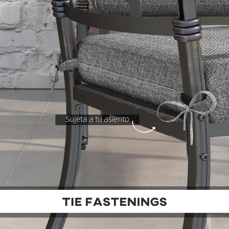 Outsunny Conjunto de 4 Cojines para Sillas de Comedor 47x47x7cm Impermeable y Protección UV 50+ para Interior y Exterior Gris