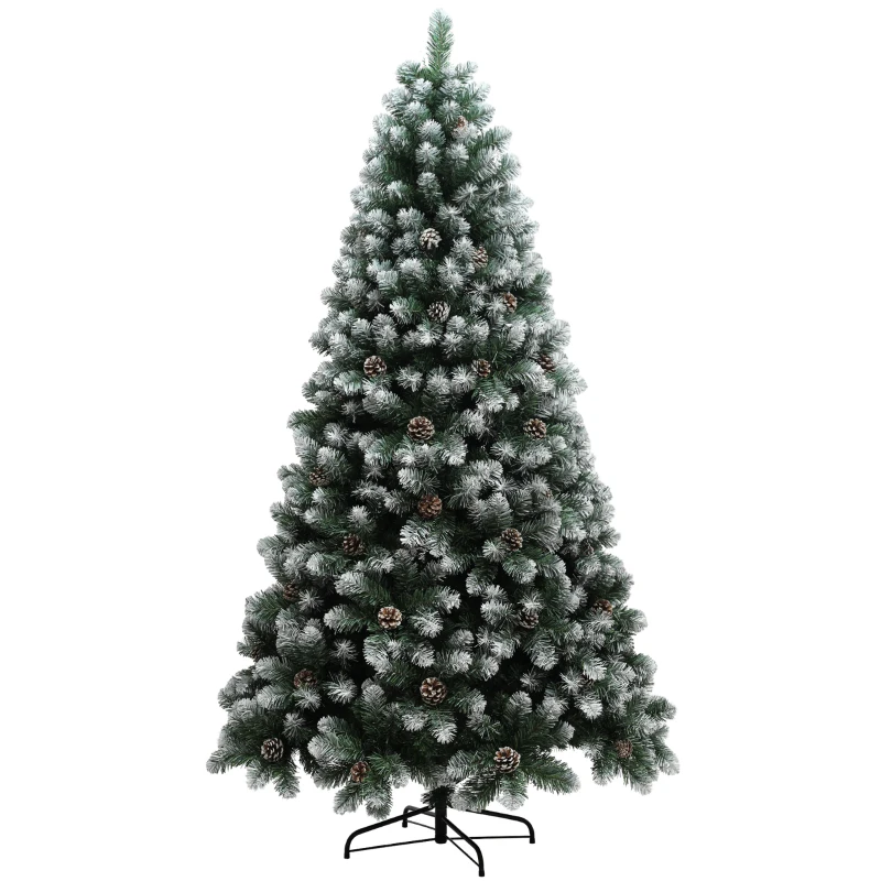 HOMCOM 7ft Snow-Dipped Artificial Pine Christmas Tree