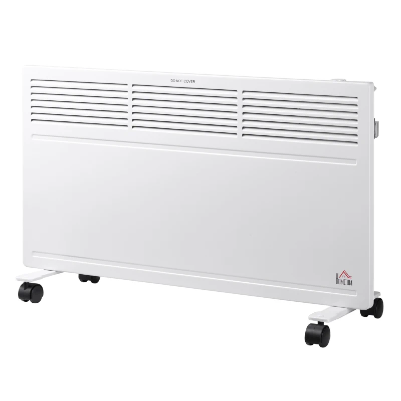 HOMCOM POWER Convector Radiator Freestanding or Wall-mounted Heating with 2 Heat Settings Safety Cut-Off, White