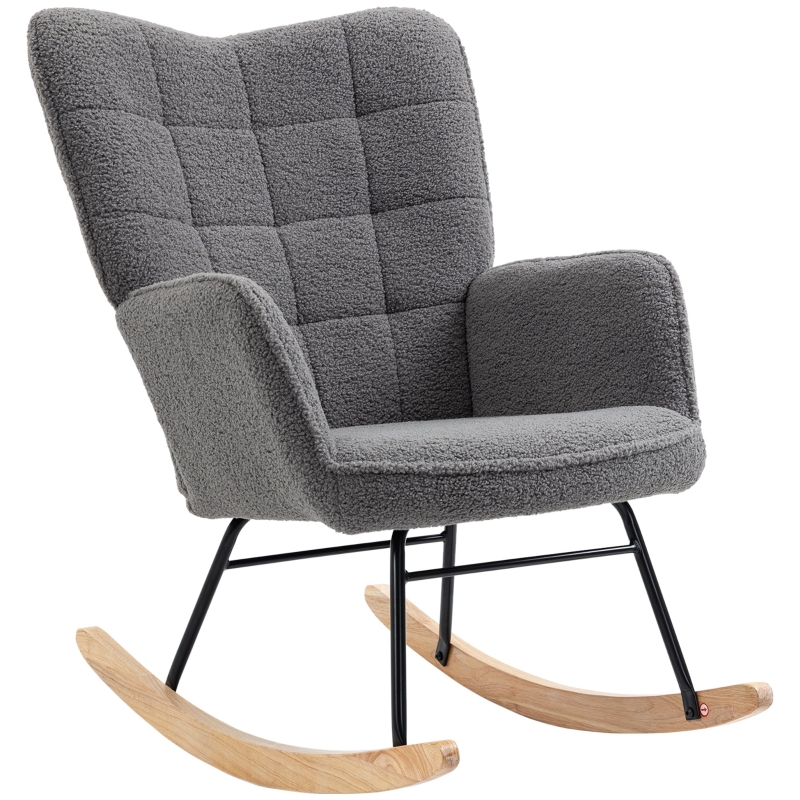 Fauteuil à Bascule Avec Repose-Pieds HOMCOM - Tissu Gris, Dossier Haut, Assise Large, Charge 130kg - 6