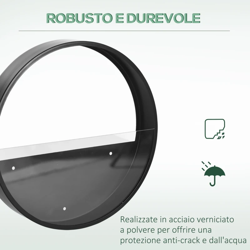 Outsunny Fioriere da Balcone Set 3 Pezzi con Montaggio a Parete per Interni ed Esterni, Ф30.5x5/Ф20.5x5/Ф15.5x5 cm