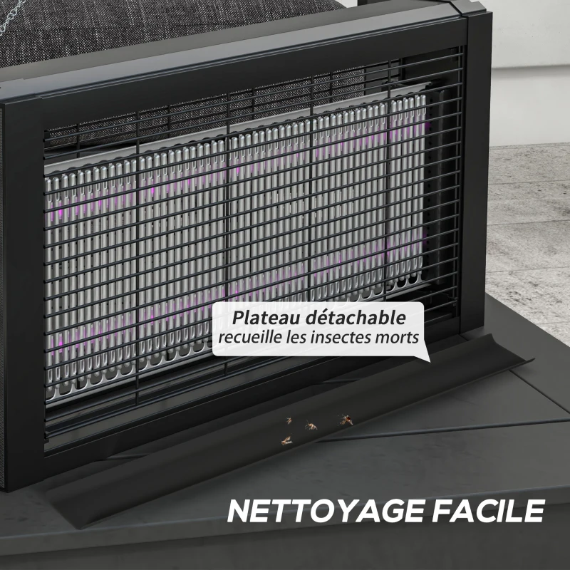 HOMCOM Lampe LED anti insectes anti moustique puissant 8W, à poser ou à suspendre pour intérieur - efficace pièce de 60m²