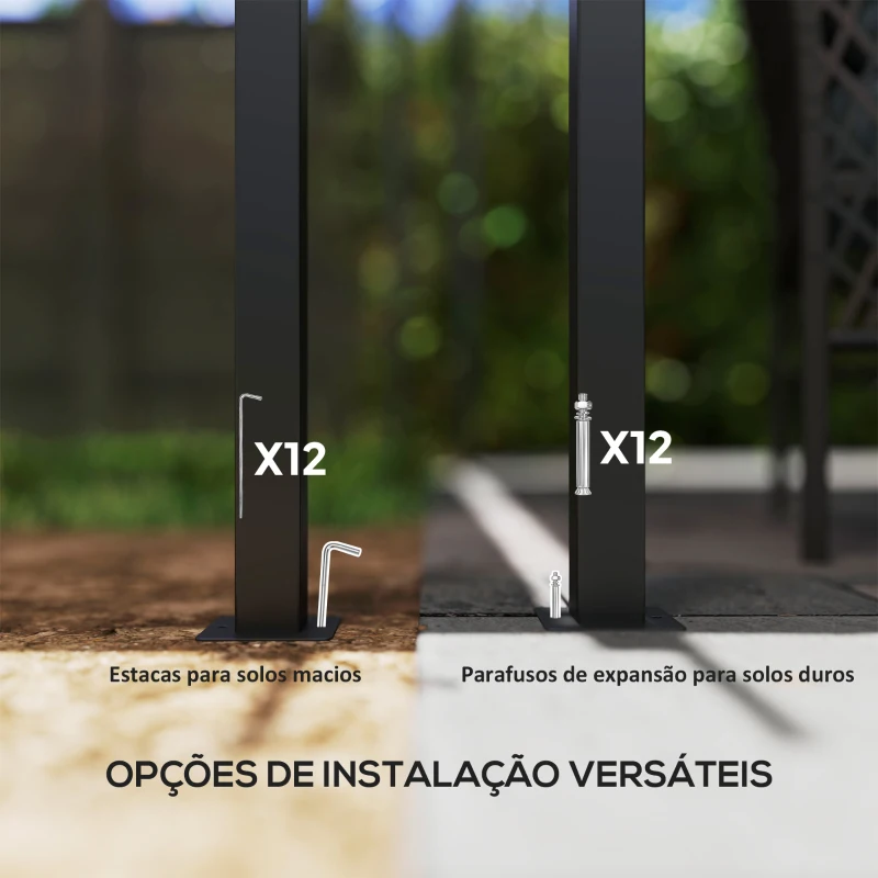 Outsunny Pérgola com Teto Retrátil de Alumínio 588x297x230 cm Pérgola com Tecido de Poliéster Anti UV Pérgola de Jardim Creme