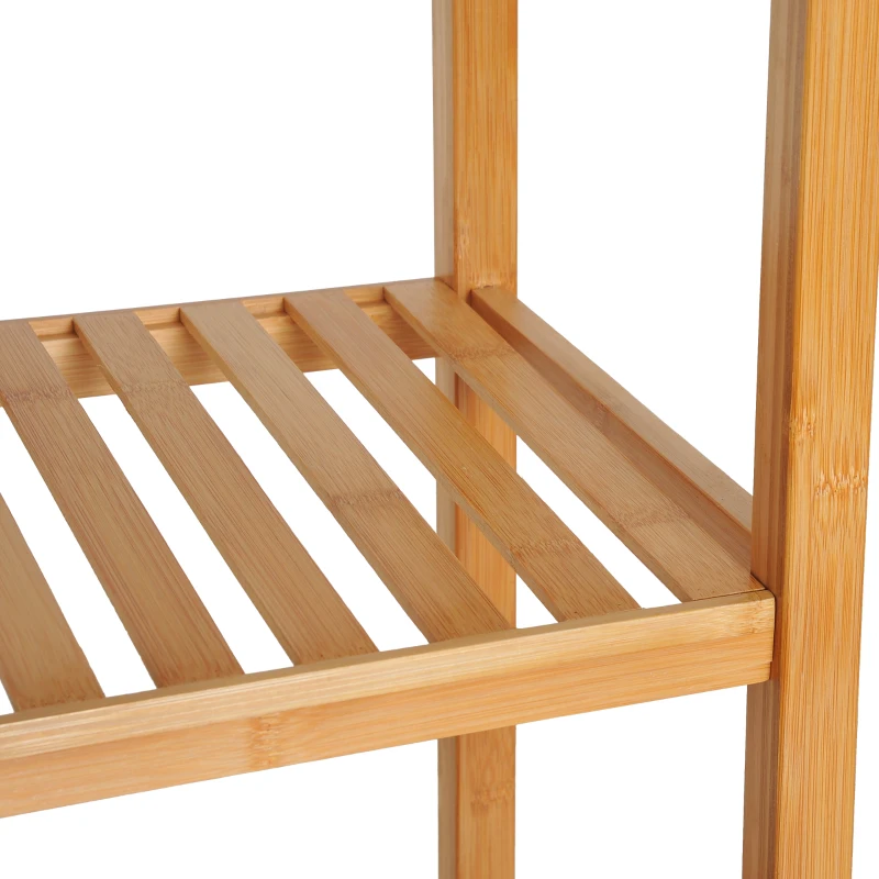 HOMCOM Estantería de Baño de Bambú Estantería de Almacenaje para Baño con 1 Puerta y 4 Estantes para Cocina Salón Dormitorio 33x36,5x140 cm Natural(m-7)