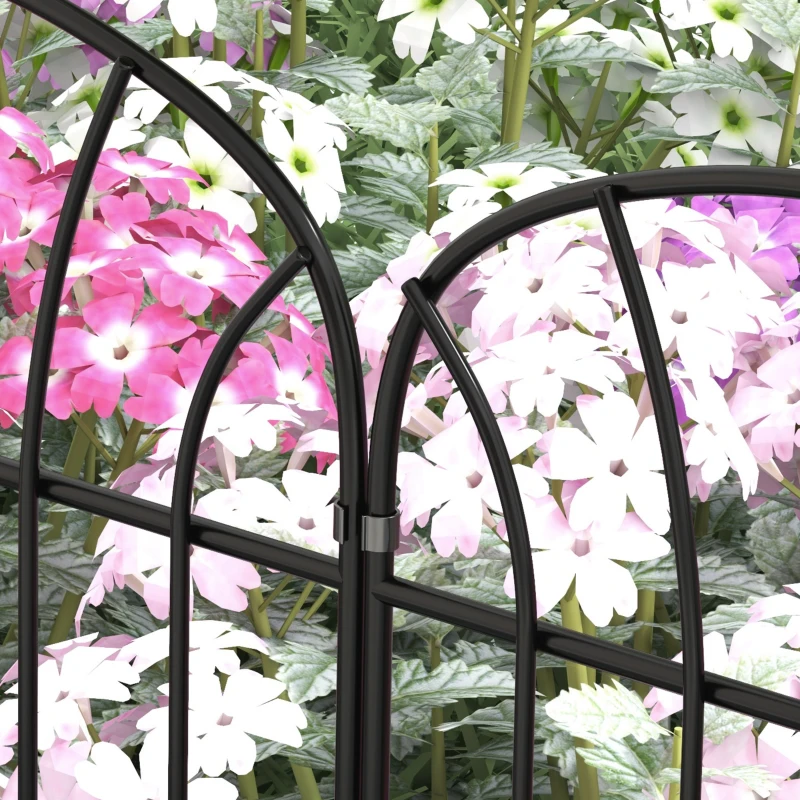 Outsunny Gartenzaun, 8 Elemente, formbarer Metallzaun, Raumteiler, 264x61 cm, Schwarz