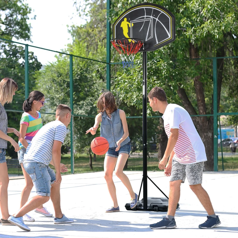 HOMCOM Portable Basketball Hoop Stand Fully Adjustable (1.9m-3.05m) PE Backboard Outdoor Adult Teen Senior Fun Sports Games with Wheels