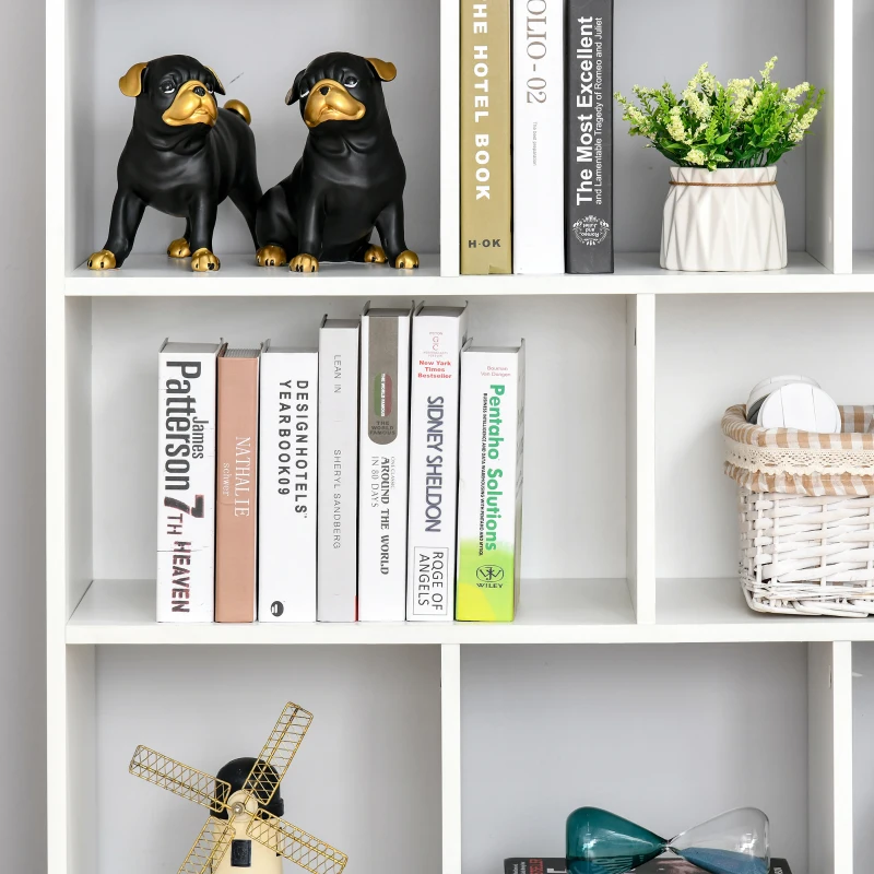 HOMCOM Mobile Libreria Portaoggetti a 3 Livelli e 8 Ripiani Totali, in MDF, 97.5x30x100 cm, Bianco