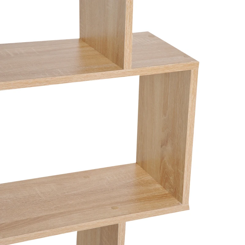 HOMCOM Bibliothèque étagère Zig zag Design Contemporain 80L x 23l x 192H cm 6 Niveaux Coloris chêne Clair