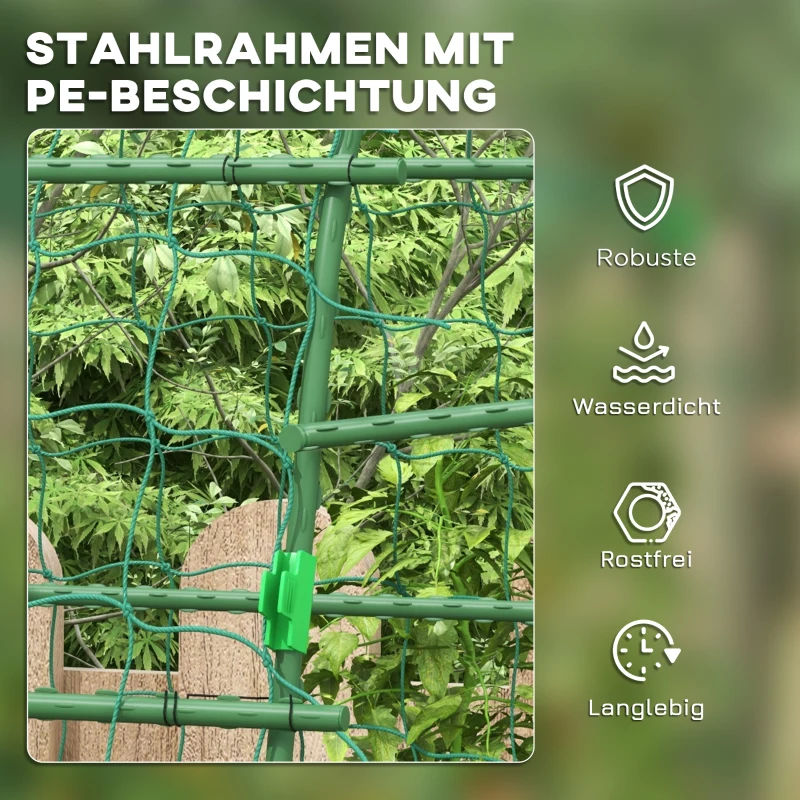 Outsunny Großer Rankbogen, Vogelschutznetz, einfache Montage, Metall, 144 x 167 x 206 cm